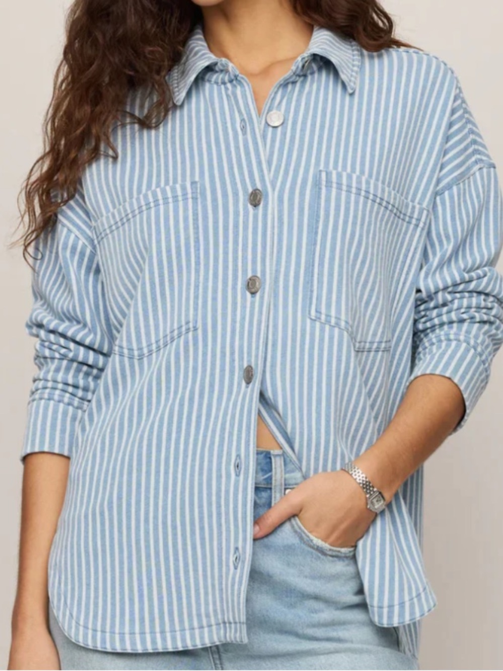Z Supply All day knit Striped Knit Shirt Jacket - Blue & White
